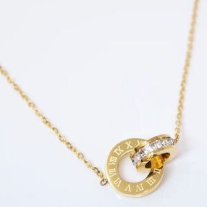 New Women’s Necklace Linked Eternity CZ Like and Roman Numeral 18” with Extender